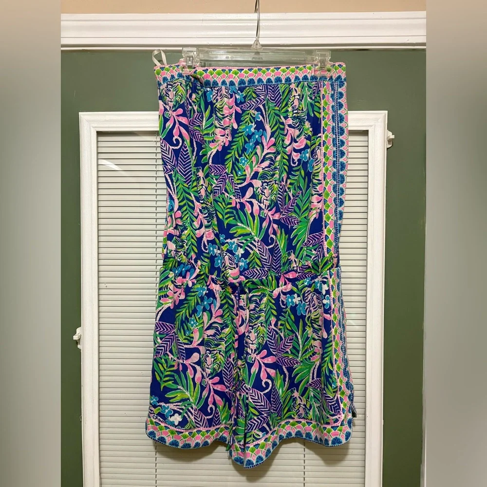 Lilly Pulitzer Strapless Rikki Tropical Floral Tiger Print Romper - Picture 9 of 11